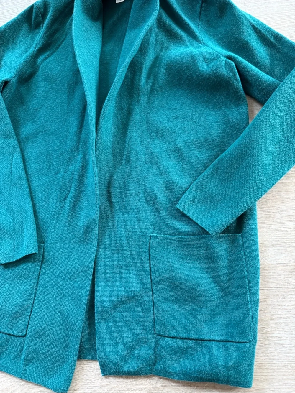 J. Crew Green Open-Front Cardigan with Patch Pockets